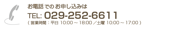 お電話でのお申し込みは、029-252-6611